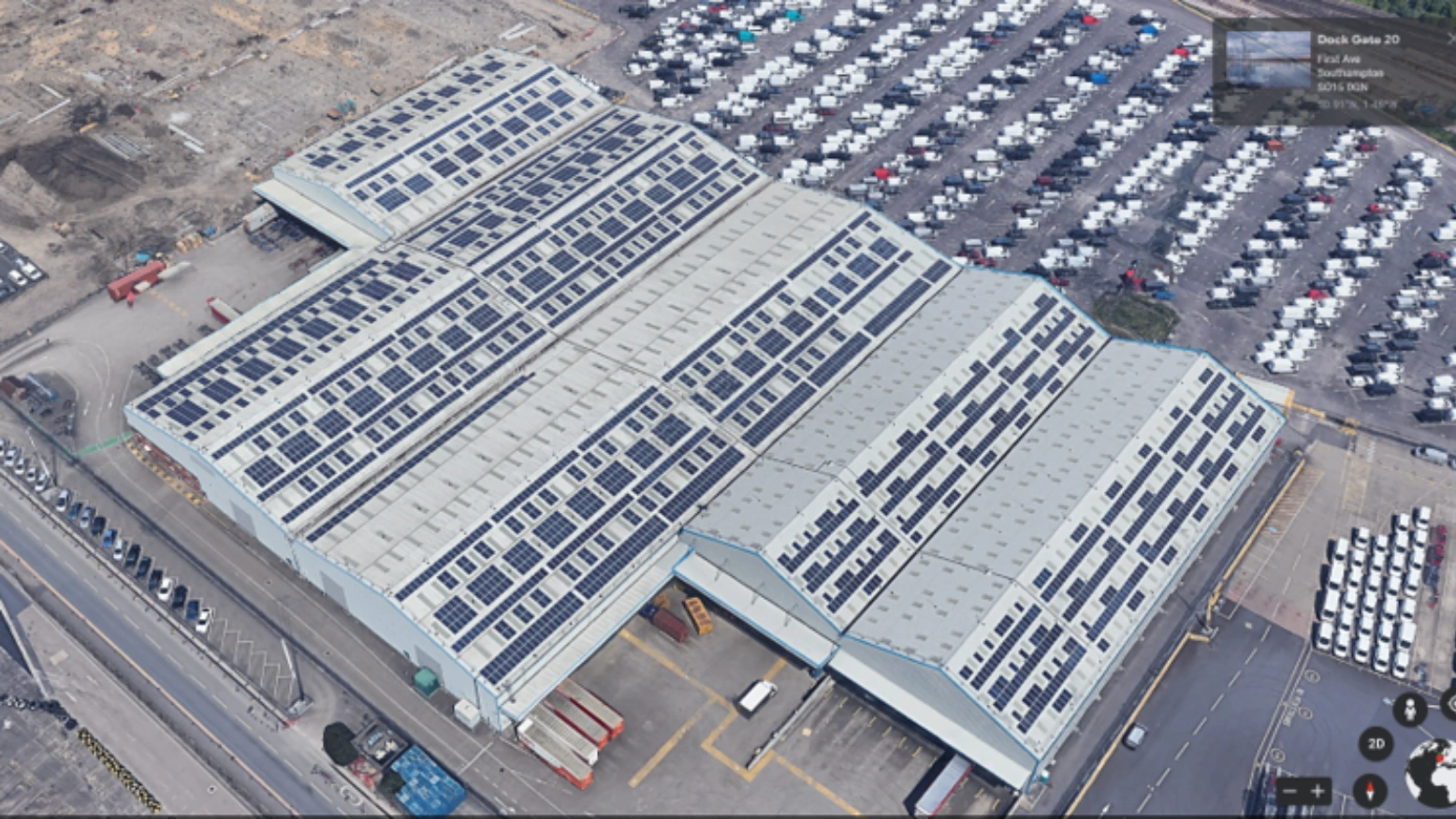 850 kWp Port Solar Installation by MARA Electrical — ABP Southampton Port, Dock Gate 20 (Medas) — commercial solar panel installation North Wales & Chester
