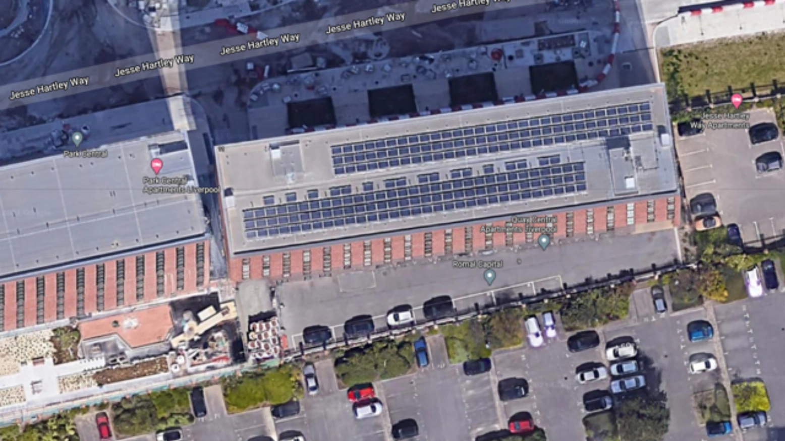 54 kWp Dockside Solar by MARA Electrical — Central Docks, Liverpool (Newry Construction) — commercial solar panel installation North Wales & Chester
