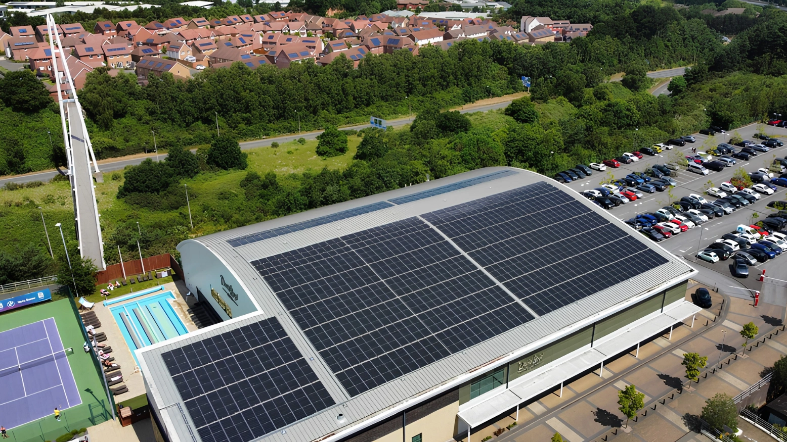 Leisure Facilities Solar — 6 Sites by MARA Electrical — David Lloyd (Custom Solar) — commercial solar panel installation North Wales & Chester