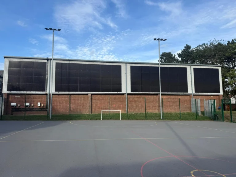 Vertical PV facade on a Deeside leisure building by MARA Electrical