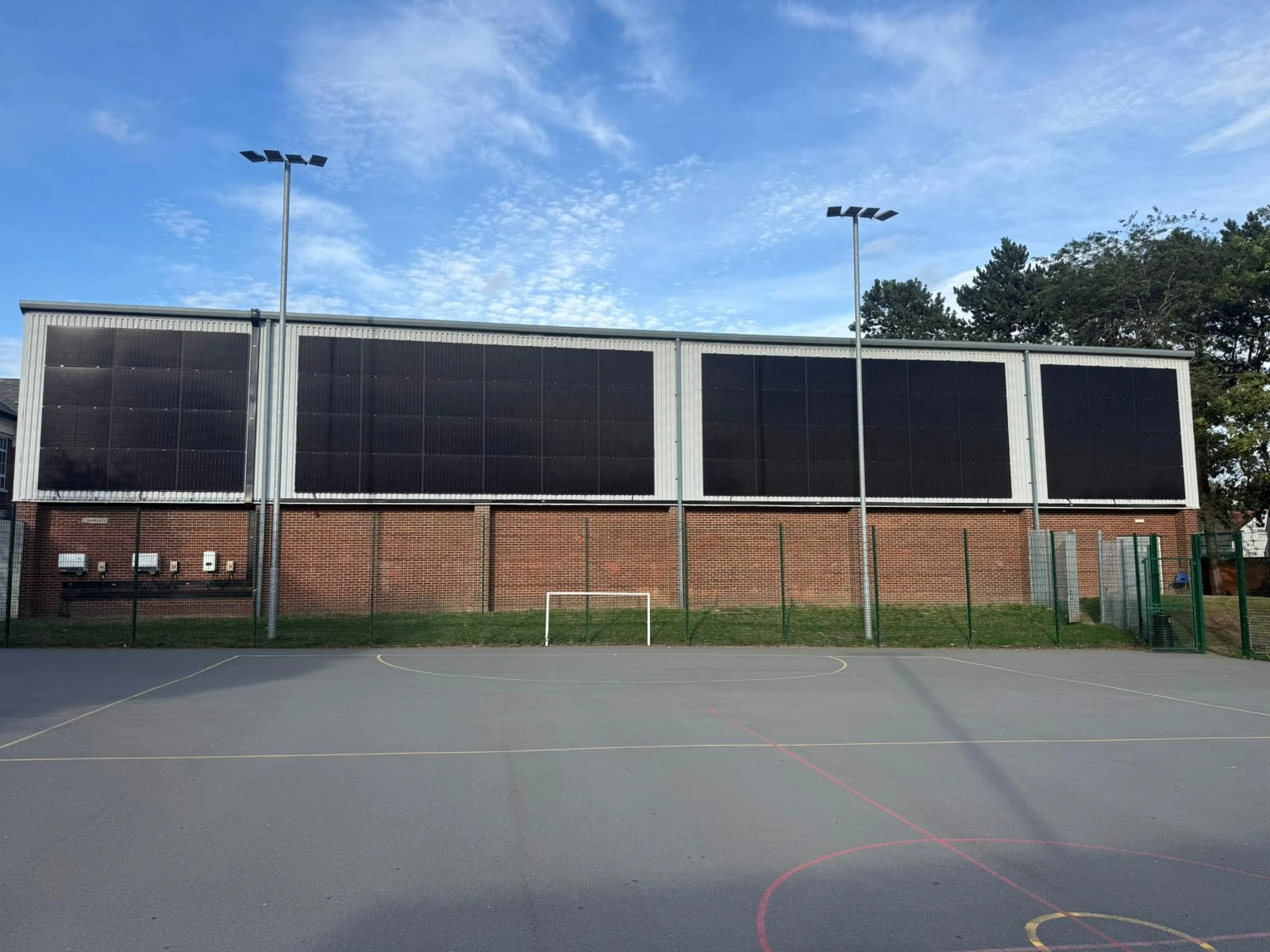 PV facade installation in Deeside by MARA Electrical — vertical building-integrated solar panels